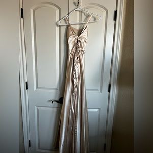 Gold satin bridesmaid dress
